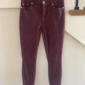 7 for all Mankind Burgundy Coated Jeans, Sz 26